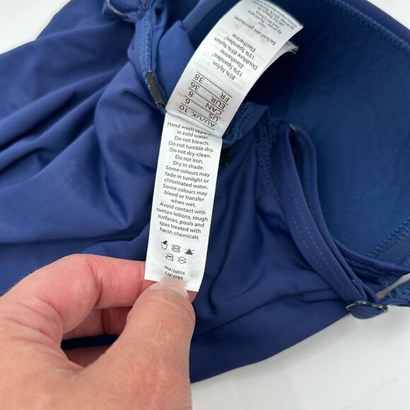 Niptuck Swim Swimsuit Womens 6 Multi Fit Cup One Piece Ruched Blue - Picture 12 of 12